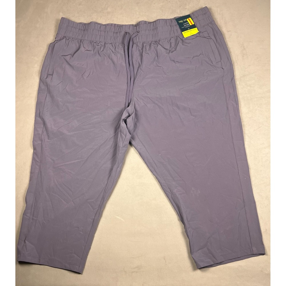 Tek Gear On-the-Go Capri Pants Womens 2X Purple Mid Rise Wicking Activewear NEW